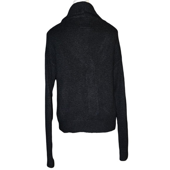 Pilcro Anthropologie Womens Black Shawl Cable-knit Button Cardigan Size Small - Picture 3 of 16